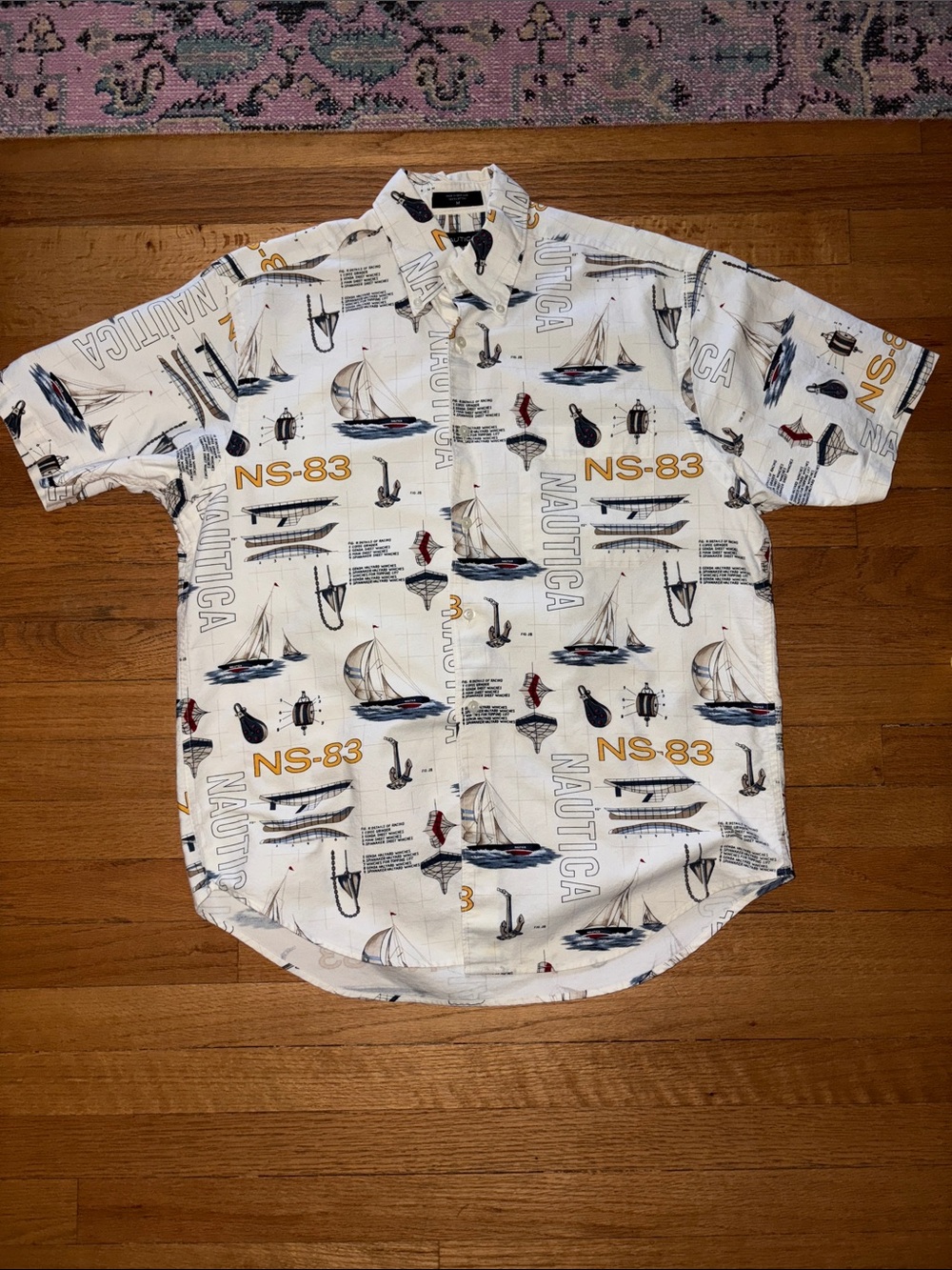 vintage Nautical racing sailboat short sleeve button down